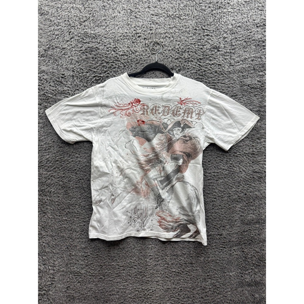 Y2k Redemption Embroidered Alexander The Great Graphic T-Shirt White Mens Size M